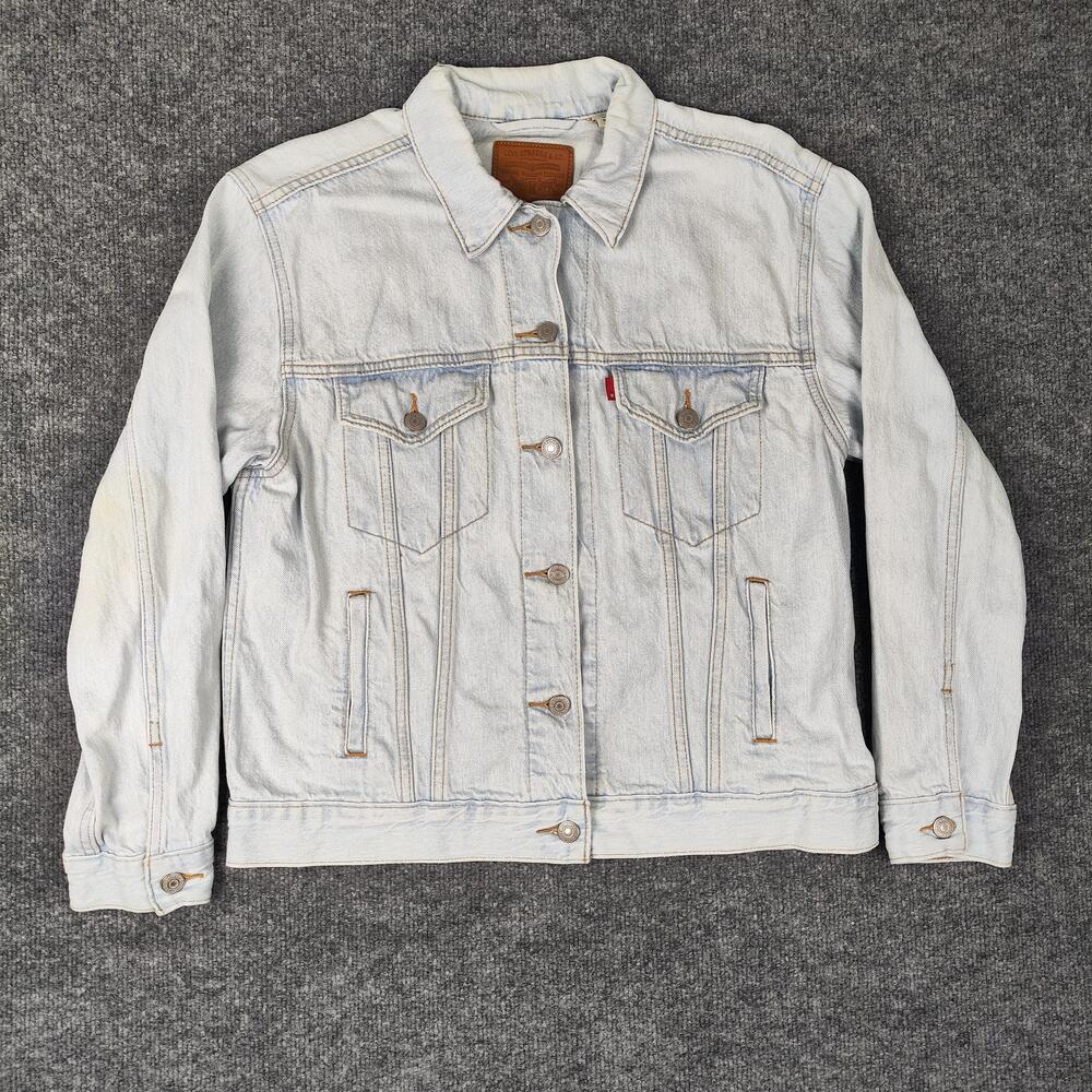 Levi's Premium Denim Jacket Mens Large Light Wash Blue Button Front Pockets